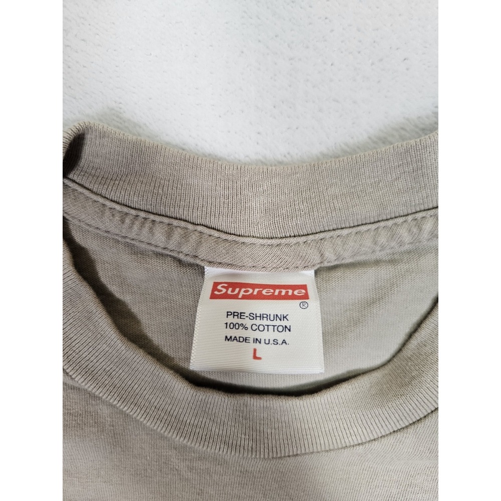 Supreme Sticker Tee Tan Men Size Large SS T Shirt Authentic Box Logo Designer